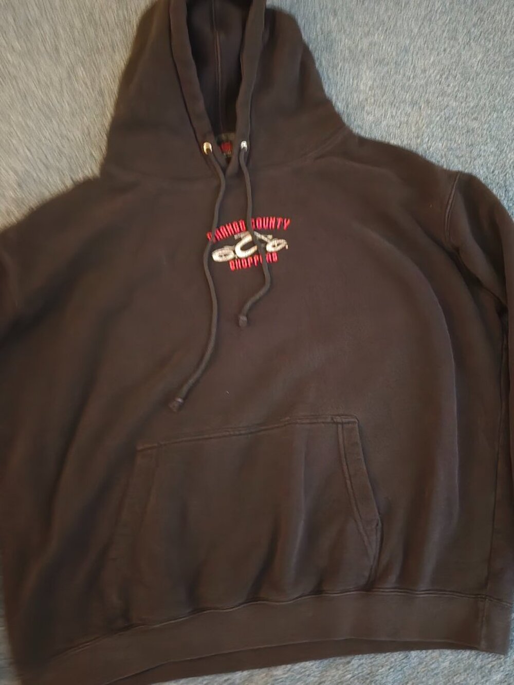 Vintage Orange County Choppers Hoodie Mens Large Black Flame Motorcycle Y2K